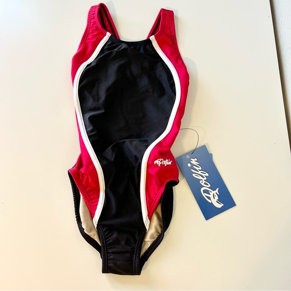 NWT Dolfin Red Black One Piece Swimsuit‎ Women’s size 26/0 - Picture 1 of 6